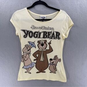 Yogi Bear Hanna Barbera T-Shirt Womens Size S Yellow Graphic Tee Cartoon